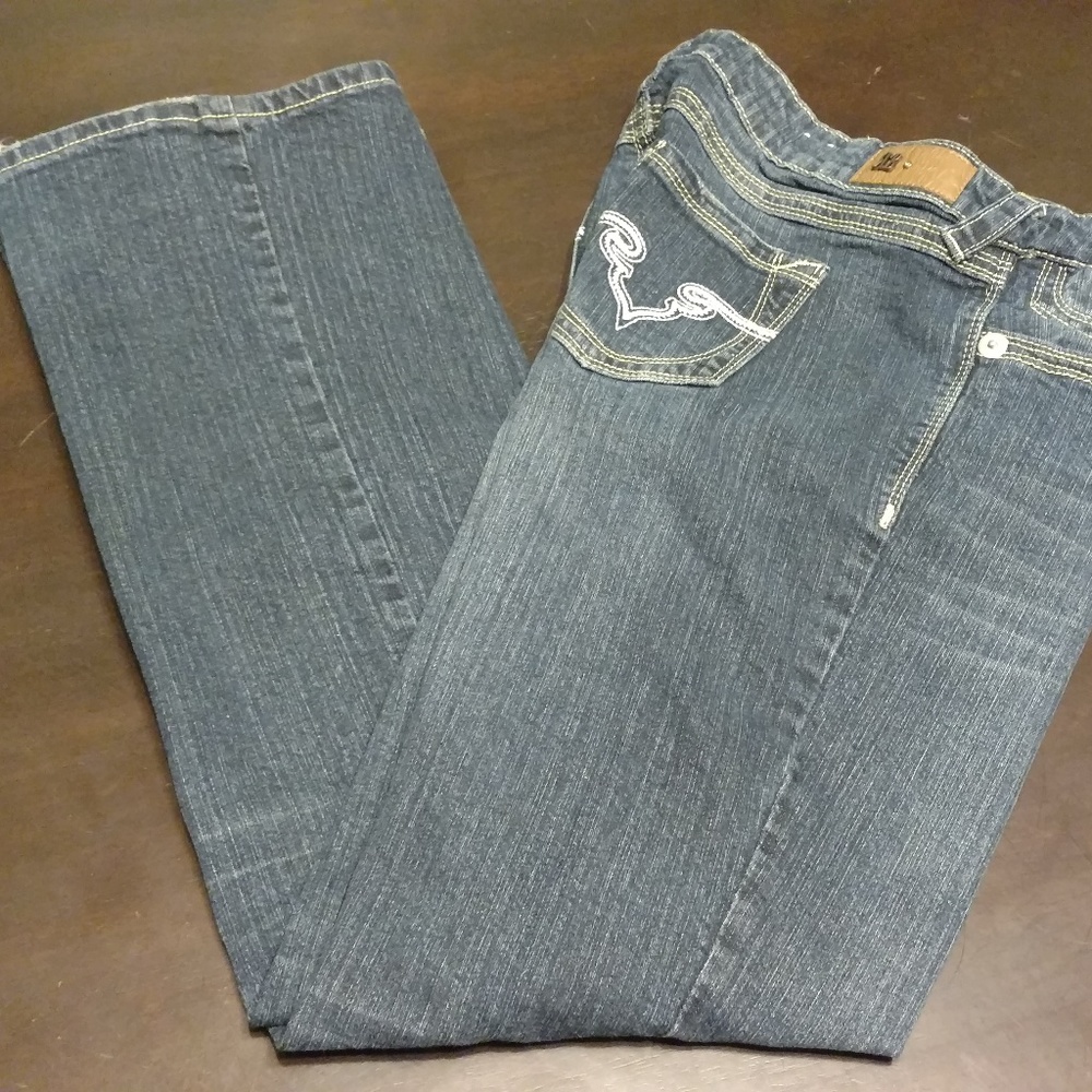 [Royal Blue] Dark Wash Skinny Bootcut Jeans 13x32